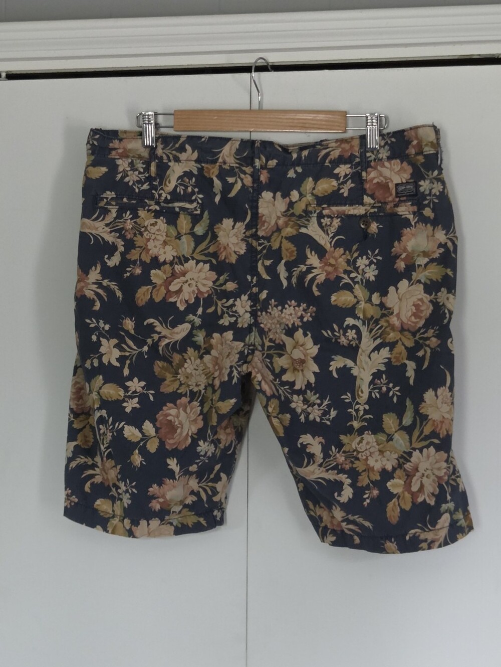 Denim & Supply Ralph Lauren Navy Floral Cotton Blend Shorts - Picture 2 of 3